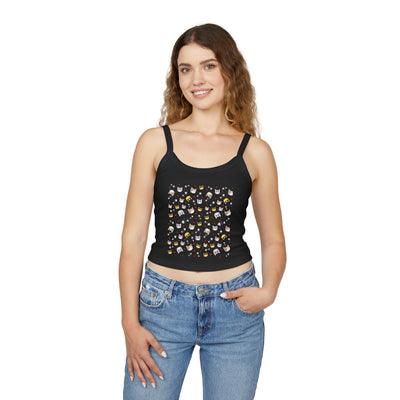 Cute Cat-Themed Women's Spaghetti Strap Tank Top - Fun and Playful Summer Wear