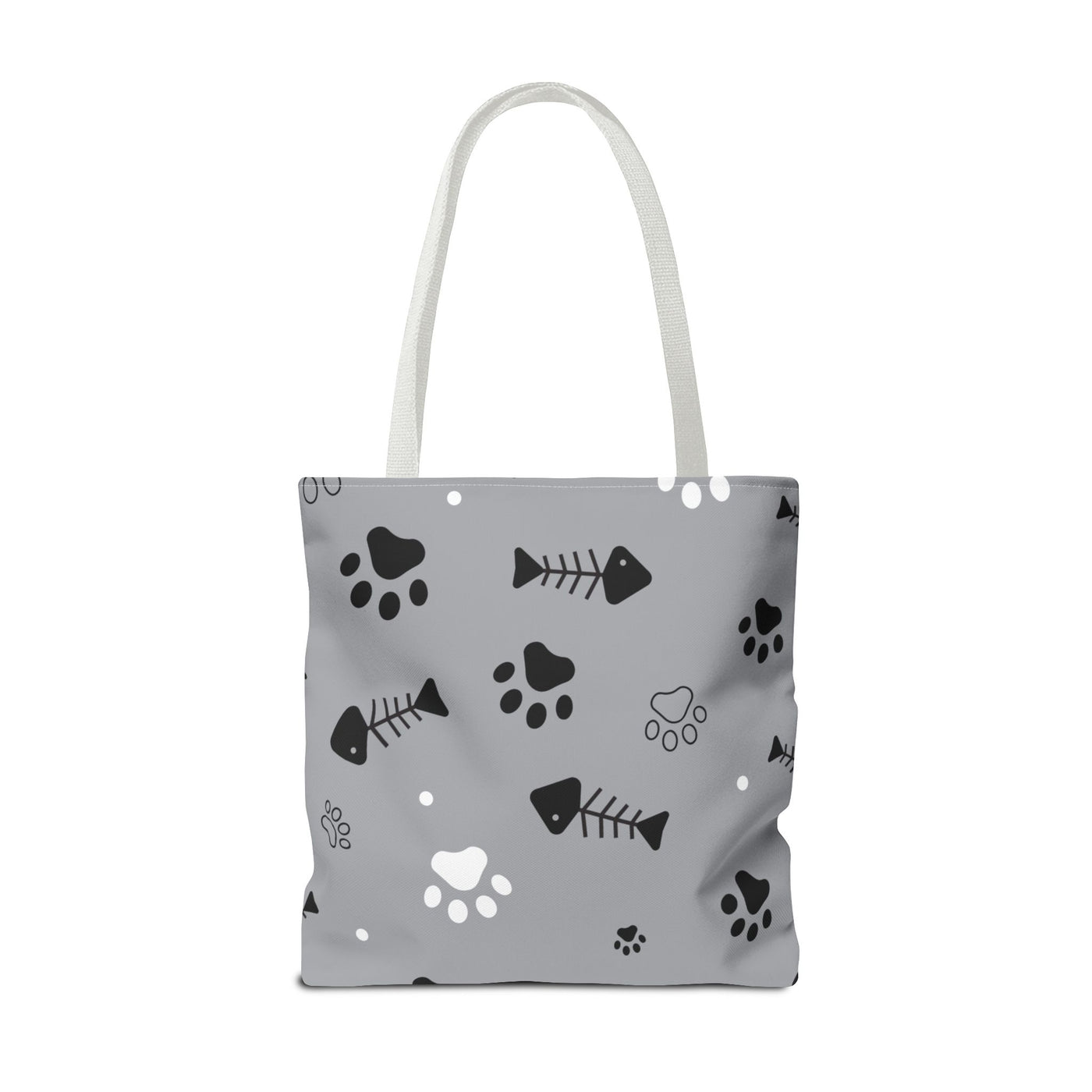 Cute Pet-Themed Tote Bag with Paws and Fish Design
