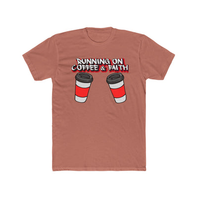 Running on Coffee & Faith Unisex Cotton Crew Tee - Perfect for Coffee Lovers