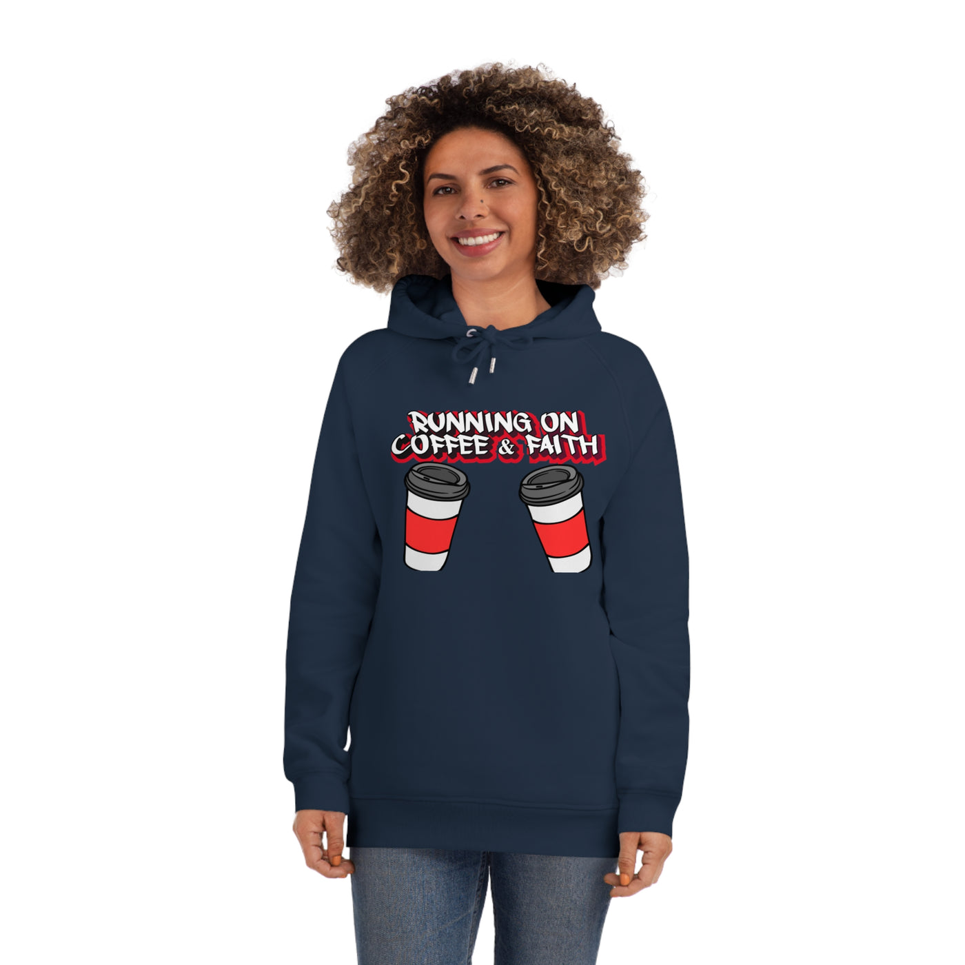 Running on Coffee & Faith Unisex Hoodie | Cozy Motivational Sweatshirt for Coffee Lovers, Perfect Gift for Birthdays, Holidays, Workwear