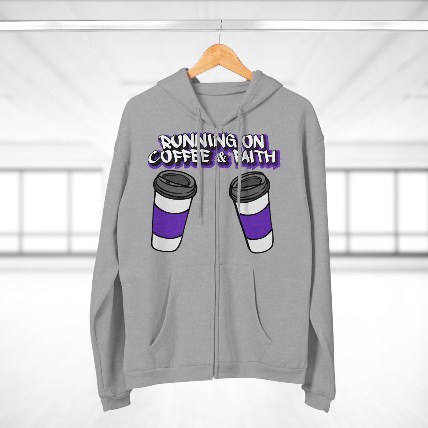 Running on Coffee & Faith Unisex Hooded Zip Sweatshirt