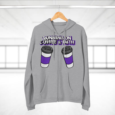 Running on Coffee & Faith Unisex Hooded Zip Sweatshirt