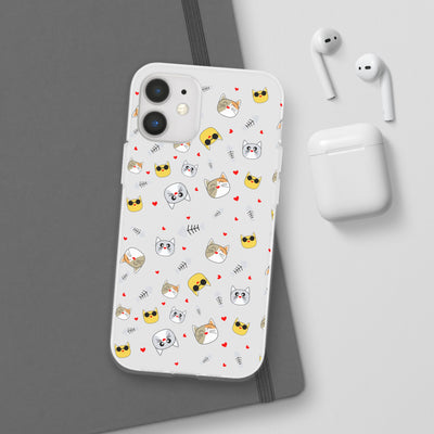 Cute Cat Flexi Phone Case - Adorable Kittens with Hearts and Sunglasses