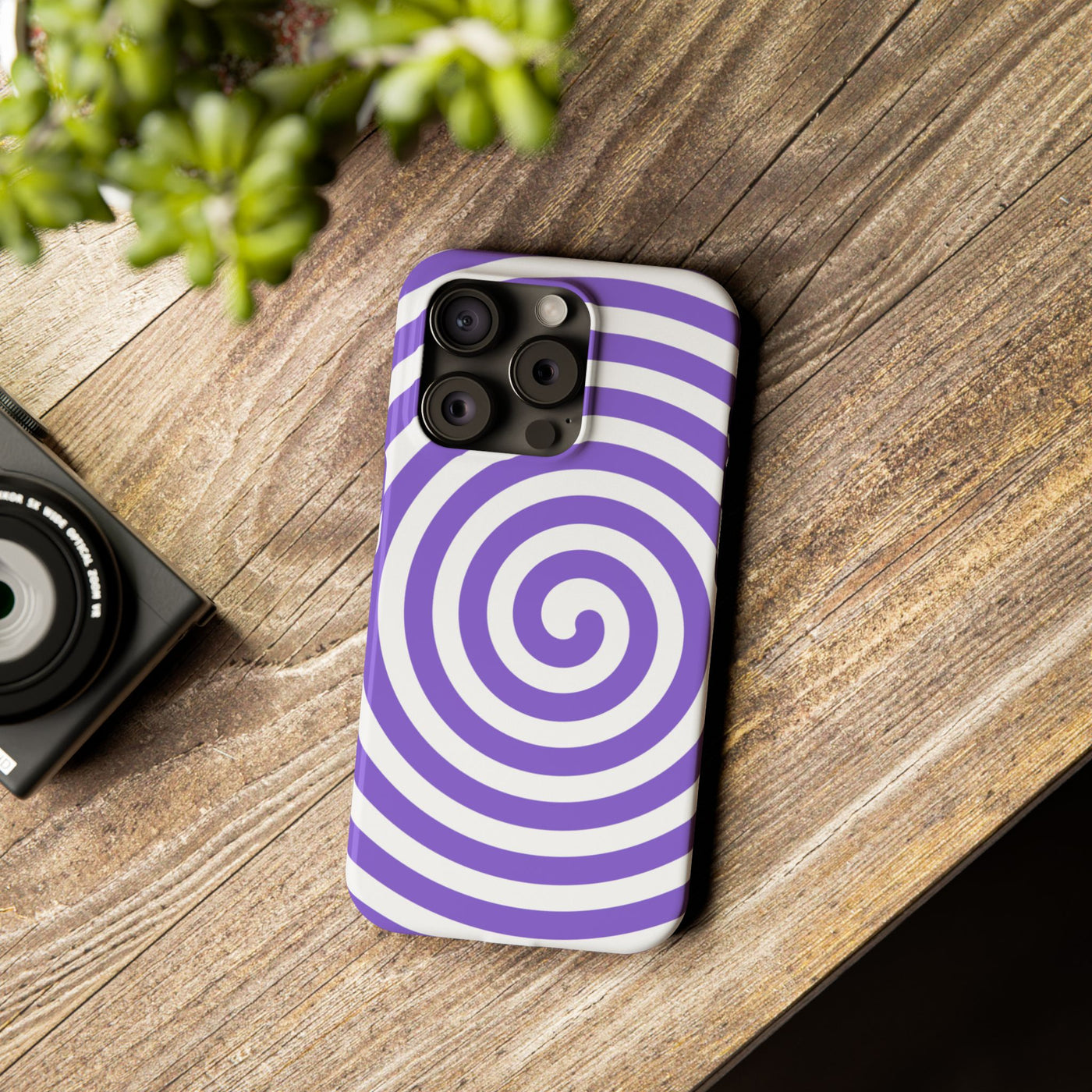 Trendy Purple Spiral Slim Phone Case - Stylish Protection for Your Device
