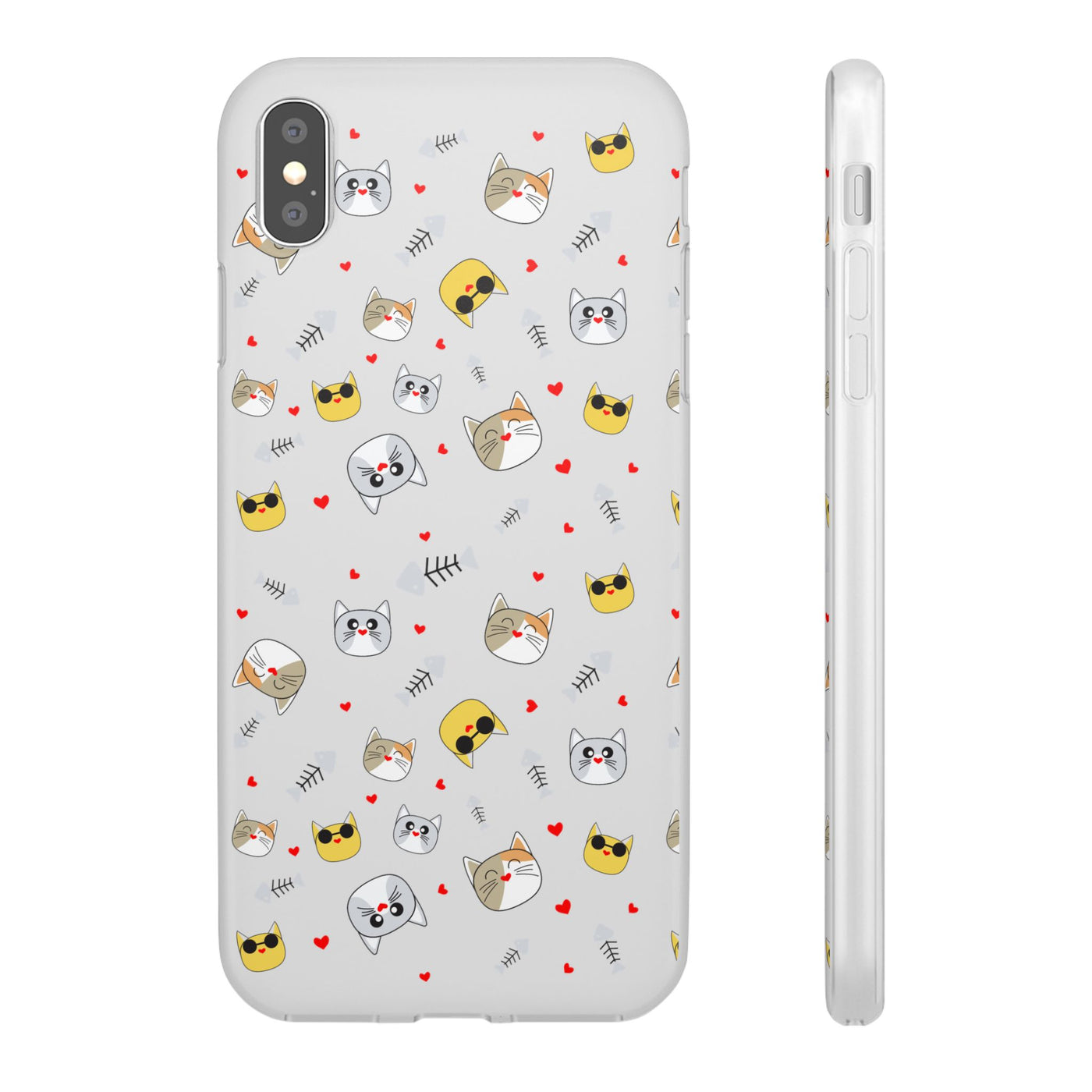 Cute Cat Flexi Phone Case - Adorable Kittens with Hearts and Sunglasses
