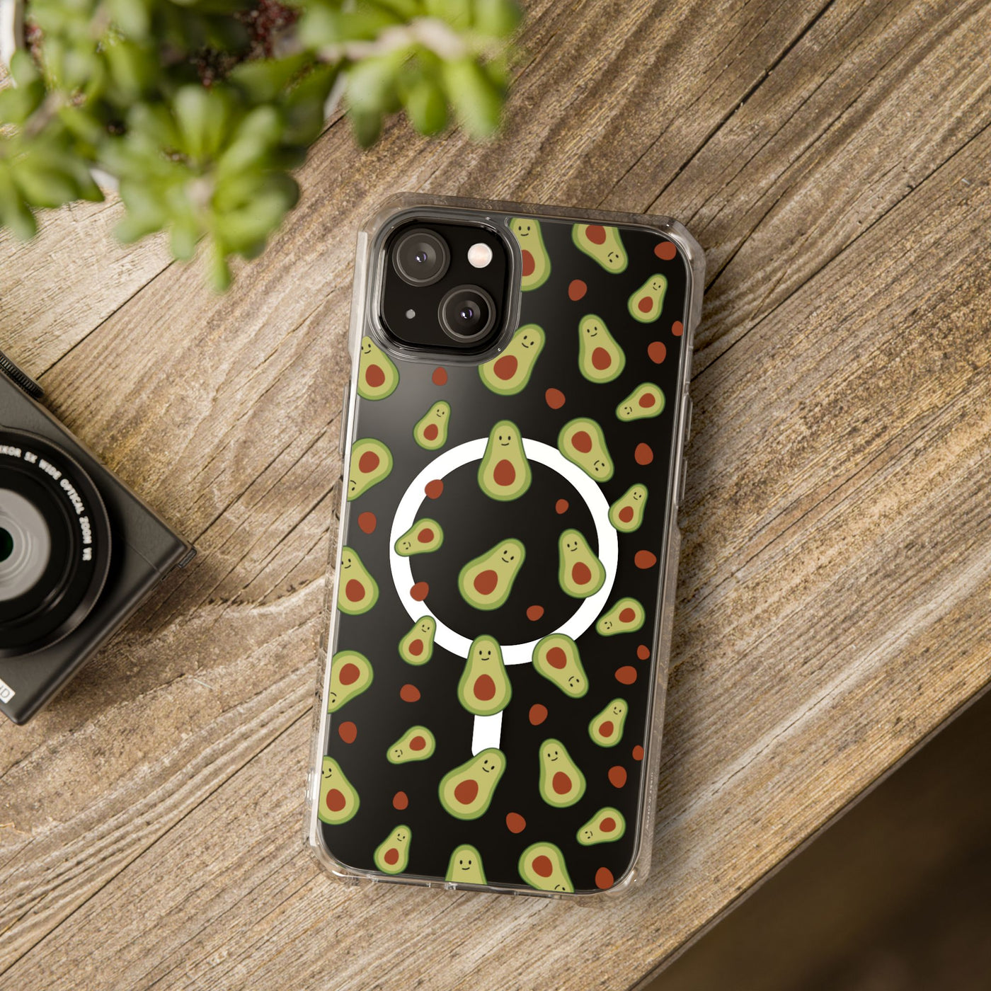 Playful Avocado Magnetic Clear Phone Case - Fun & Quirky Design