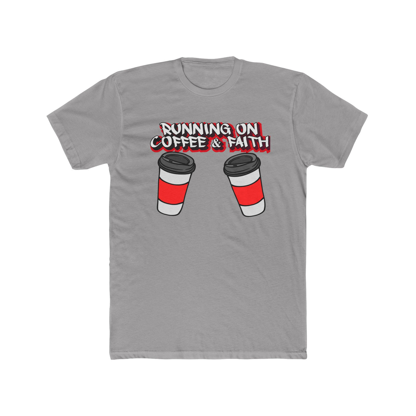 Running on Coffee & Faith Unisex Cotton Crew Tee - Perfect for Coffee Lovers