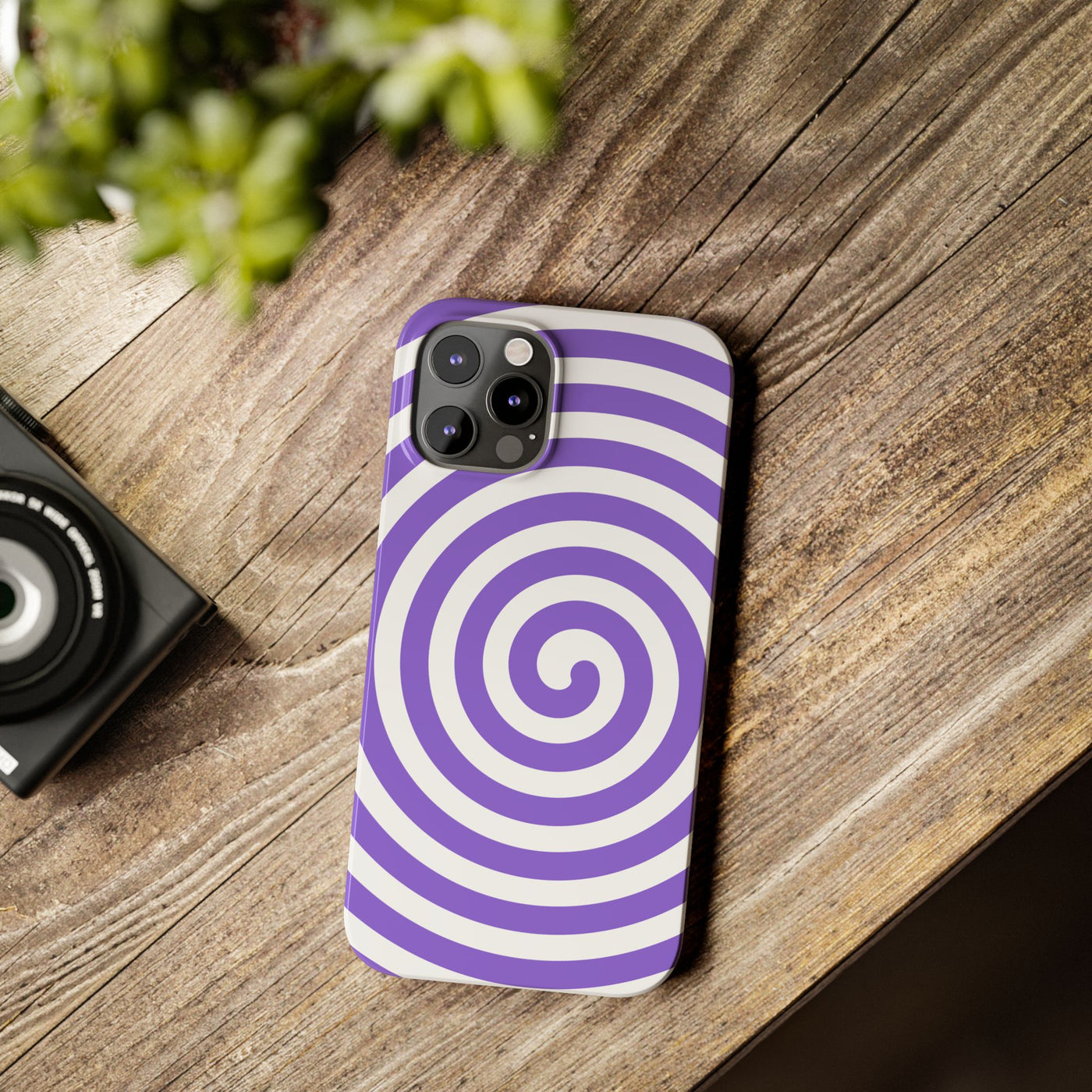 Trendy Purple Spiral Slim Phone Case - Stylish Protection for Your Device