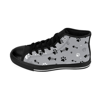 Pet Lover's Classic Sneakers with Paw Prints & Fish Design