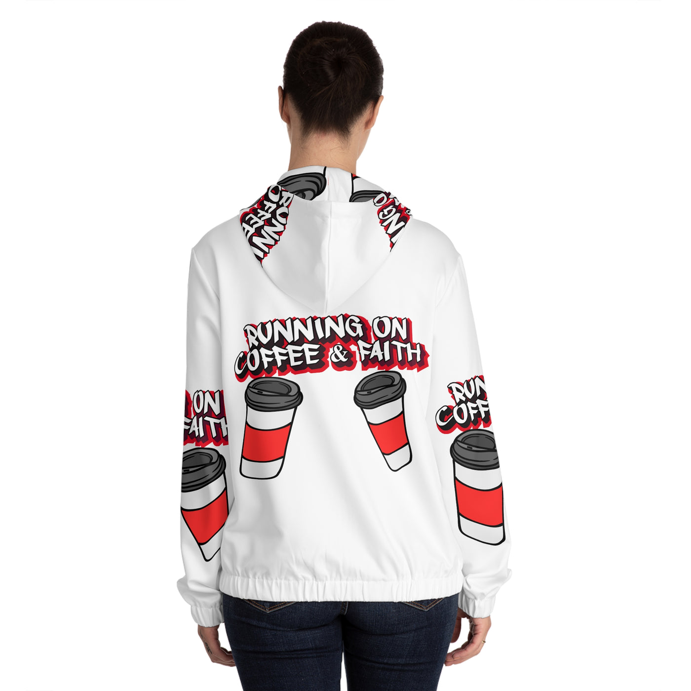 Running on Coffee & Faith Women's Full-Zip Hoodie