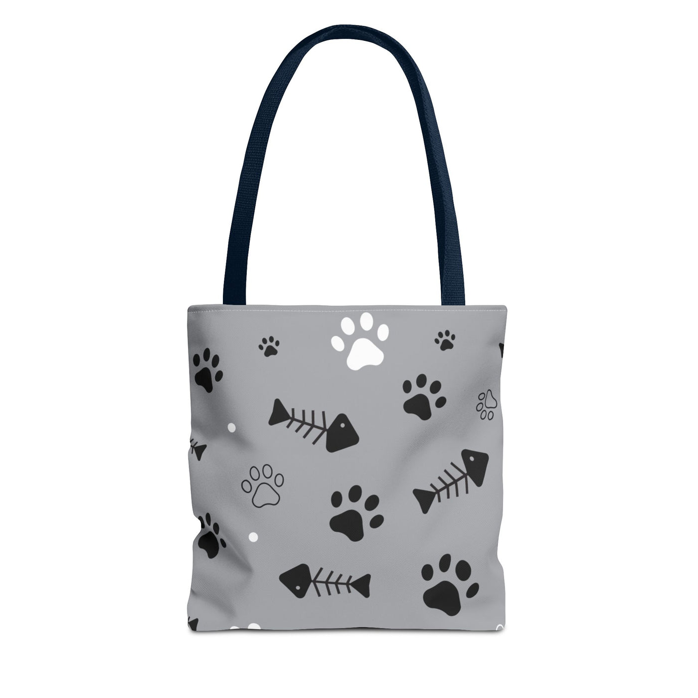 Cute Pet-Themed Tote Bag with Paws and Fish Design