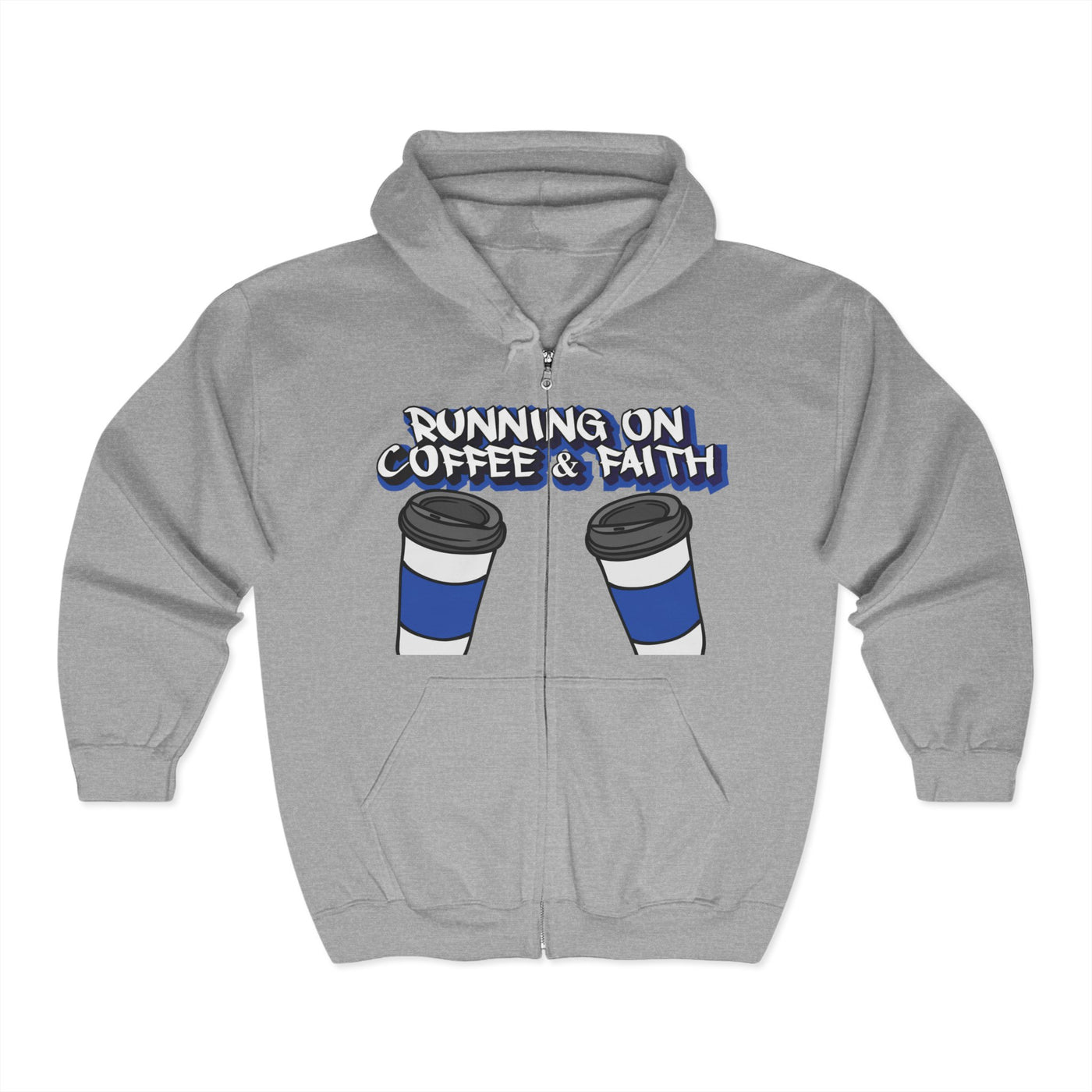 Unisex Zip Hoodie - Running on Coffee & Faith