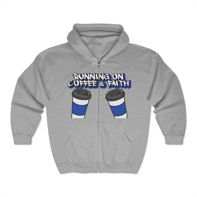 Unisex Zip Hoodie - Running on Coffee & Faith