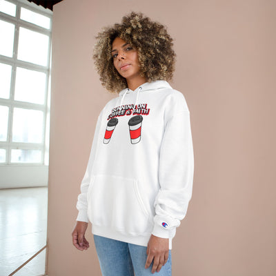 Running on Coffee & Faith Hoodie - Cozy Champion Sweatshirt for Coffee Lovers