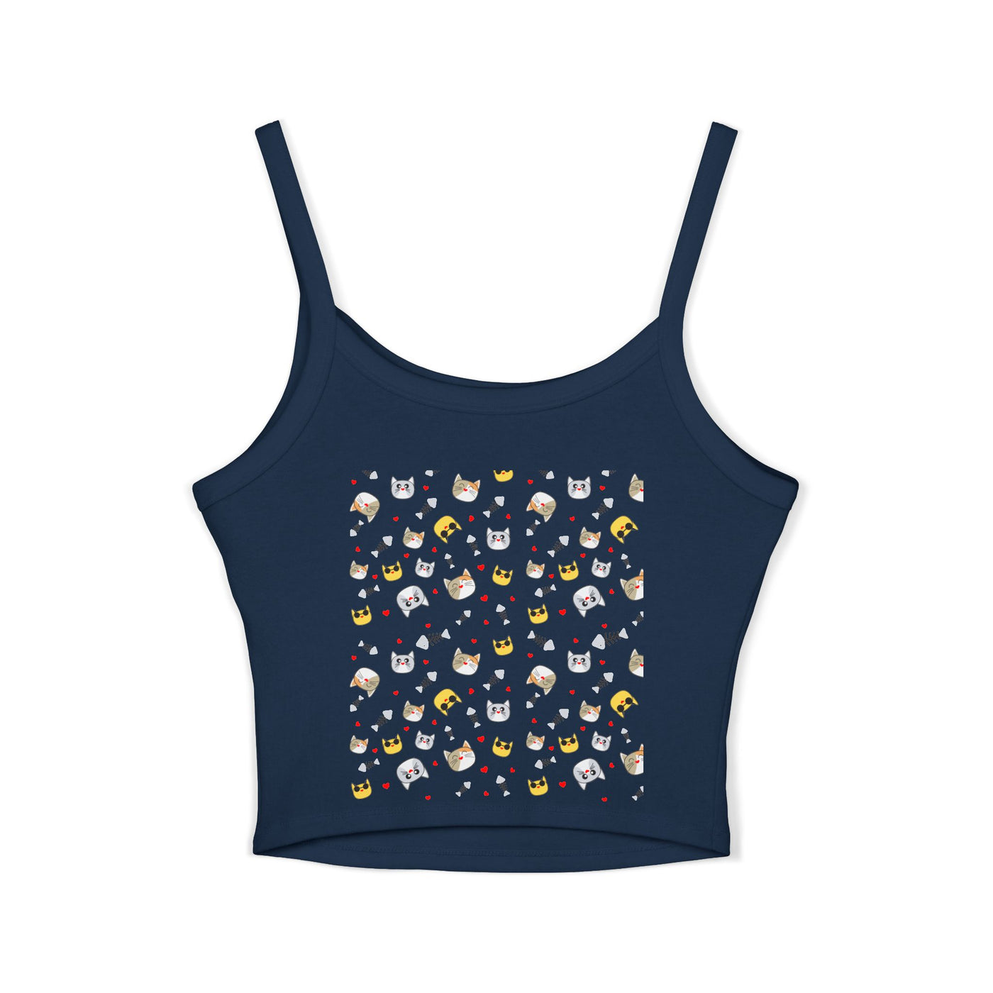 Cute Cat-Themed Women's Spaghetti Strap Tank Top - Fun and Playful Summer Wear