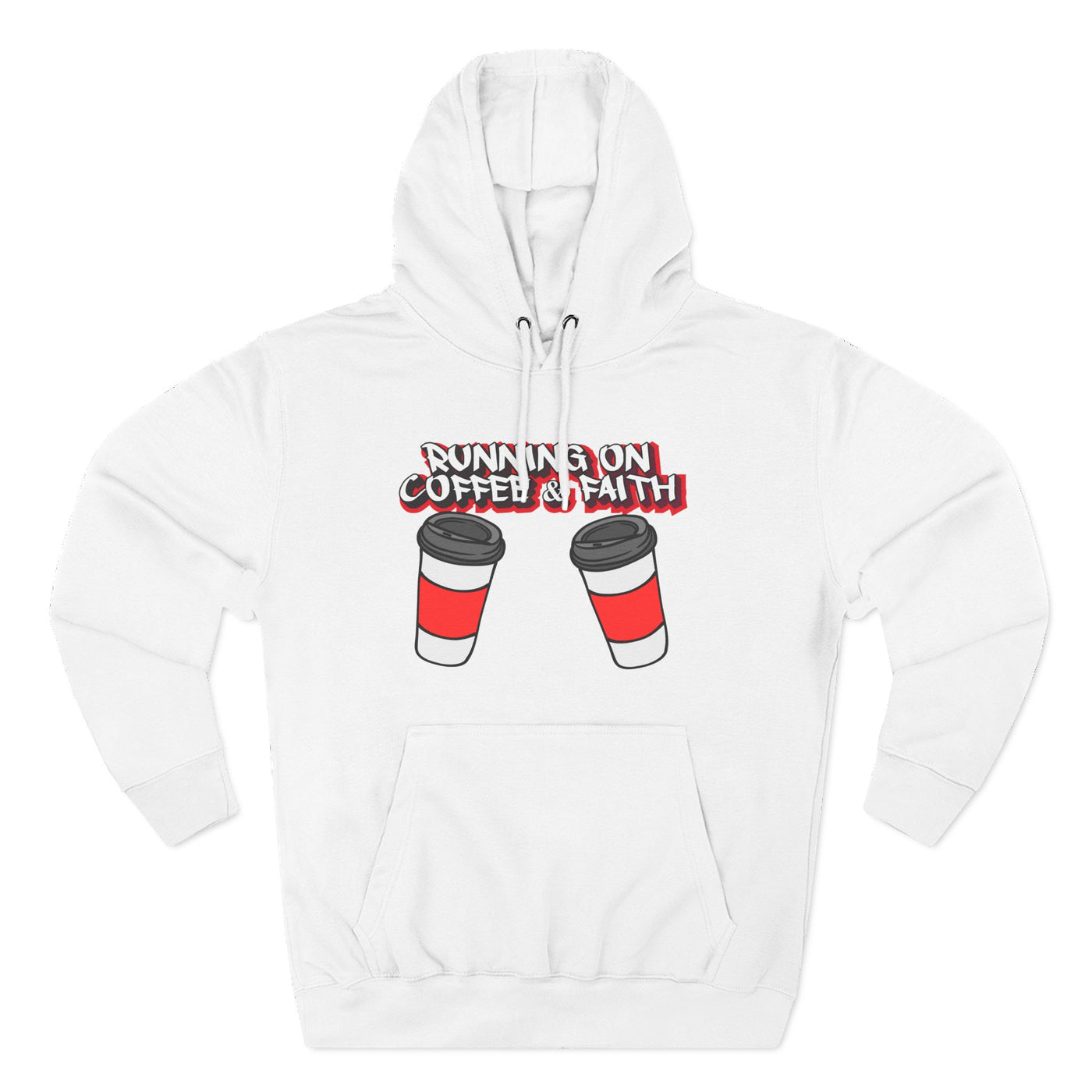 Running on Coffee & Faith Fleece Hoodie - Cozy Pullover for Coffee Lovers