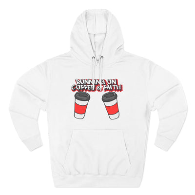 Running on Coffee & Faith Fleece Hoodie - Cozy Pullover for Coffee Lovers