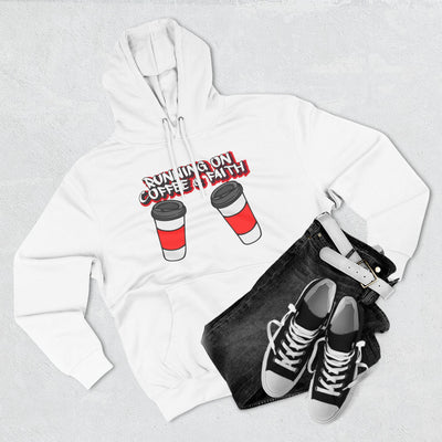 Running on Coffee & Faith Fleece Hoodie - Cozy Pullover for Coffee Lovers