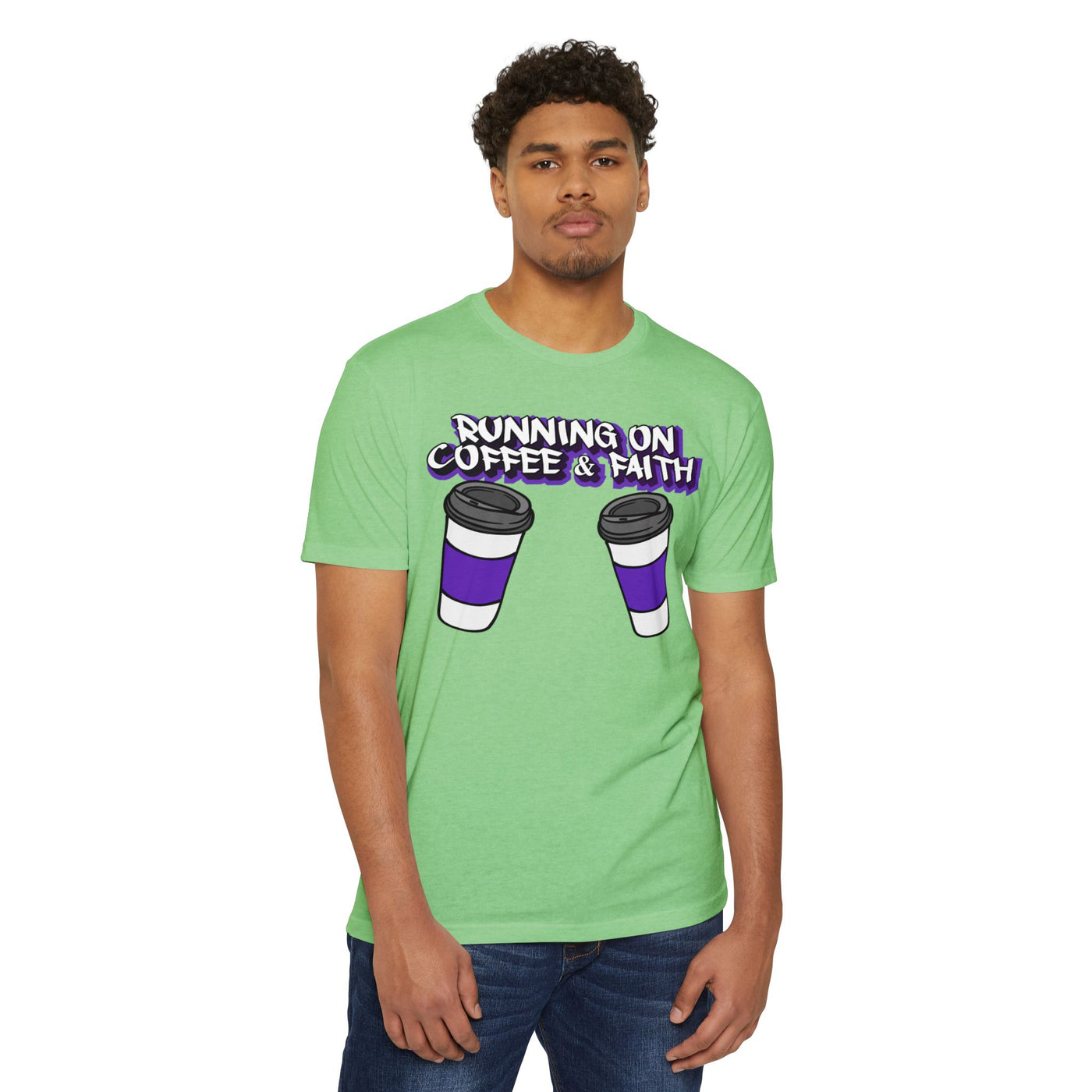 Running on Coffee & Faith Unisex T-Shirt - Casual Tee for Coffee Lovers