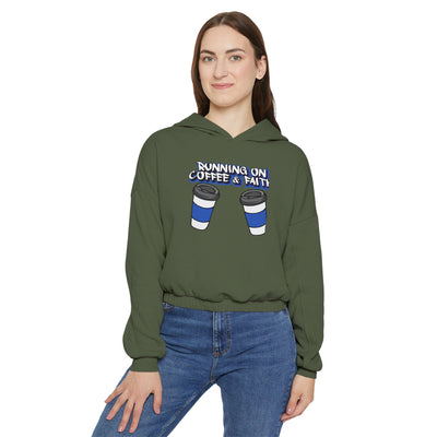 Running on Coffee & Faith Women's Hoodie - Cozy Cinched Bottom Sweatshirt