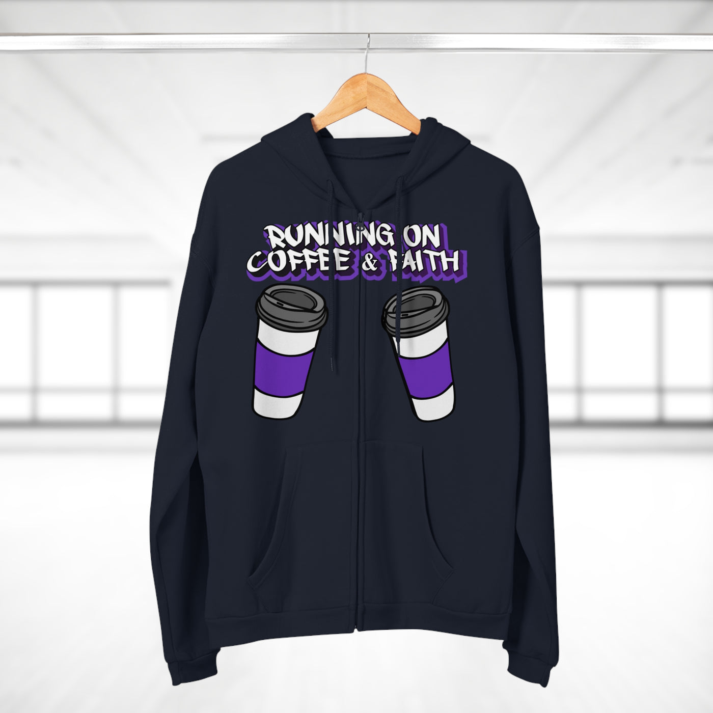 Running on Coffee & Faith Unisex Hooded Zip Sweatshirt