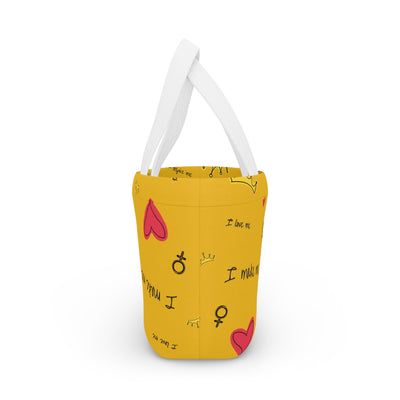Happy Vibes Lunch Bag - Fun Yellow Tote for Daily Meals