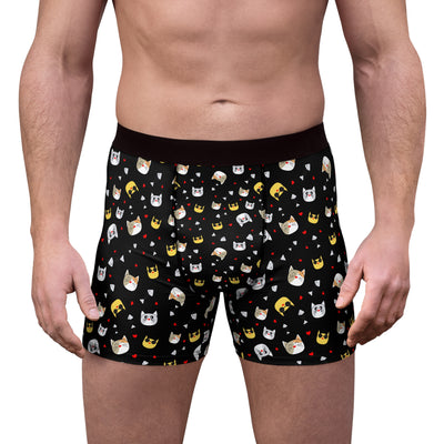Funny Cat Print Men's Boxer Briefs - Comfy and Playful Underwear