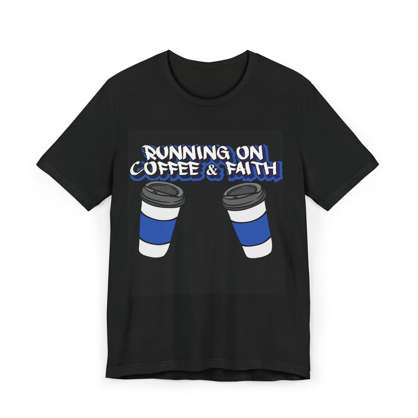 Running on Coffee & Faith Unisex Jersey T-Shirt - Perfect for Coffee Lovers & Faithful Souls