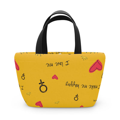 Happy Vibes Lunch Bag - Fun Yellow Tote for Daily Meals
