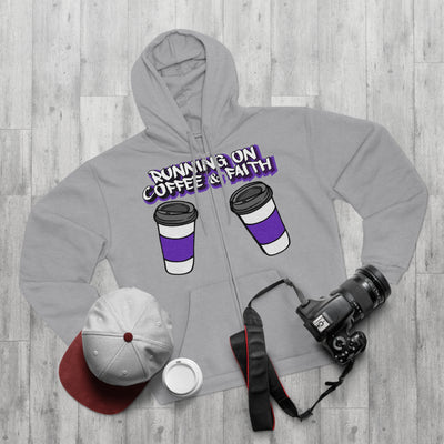 Running on Coffee & Faith Unisex Hooded Zip Sweatshirt
