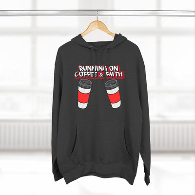 Running on Coffee & Faith Fleece Hoodie - Cozy Pullover for Coffee Lovers