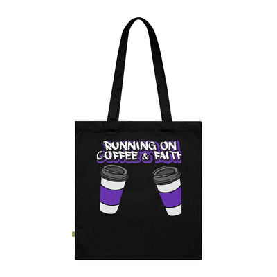 Running on Coffee & Faith Organic Cotton Tote Bag