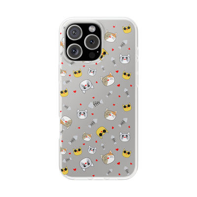 Cute Cat Flexi Phone Case - Adorable Kittens with Hearts and Sunglasses
