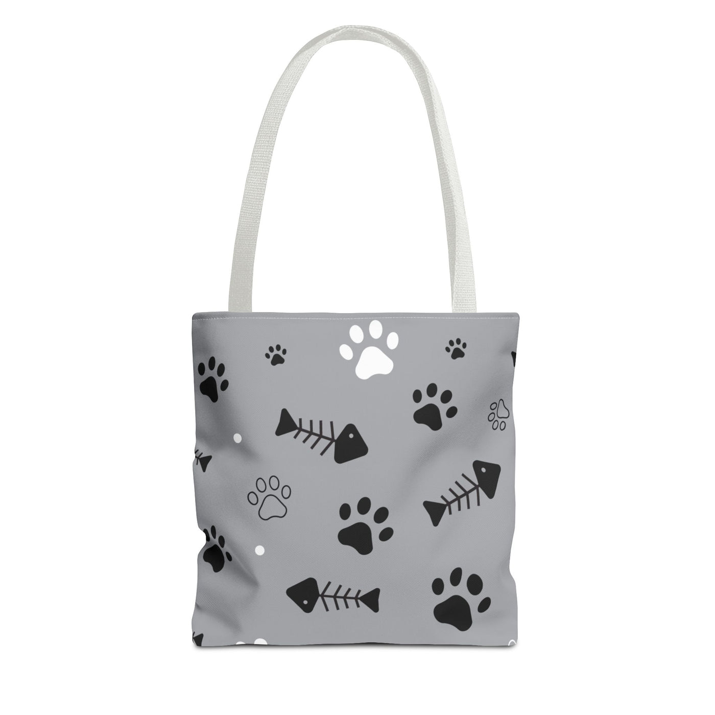 Cute Pet-Themed Tote Bag with Paws and Fish Design