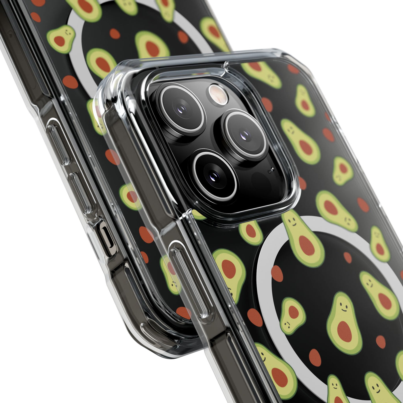 Playful Avocado Magnetic Clear Phone Case - Fun & Quirky Design