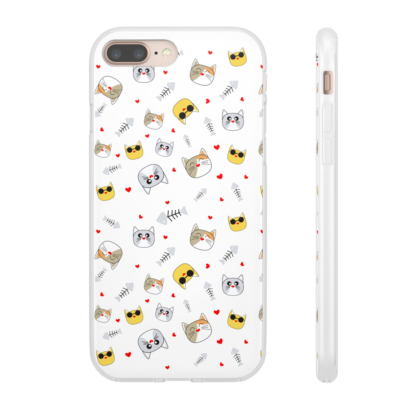 Cute Cat Flexi Phone Case - Adorable Kittens with Hearts and Sunglasses