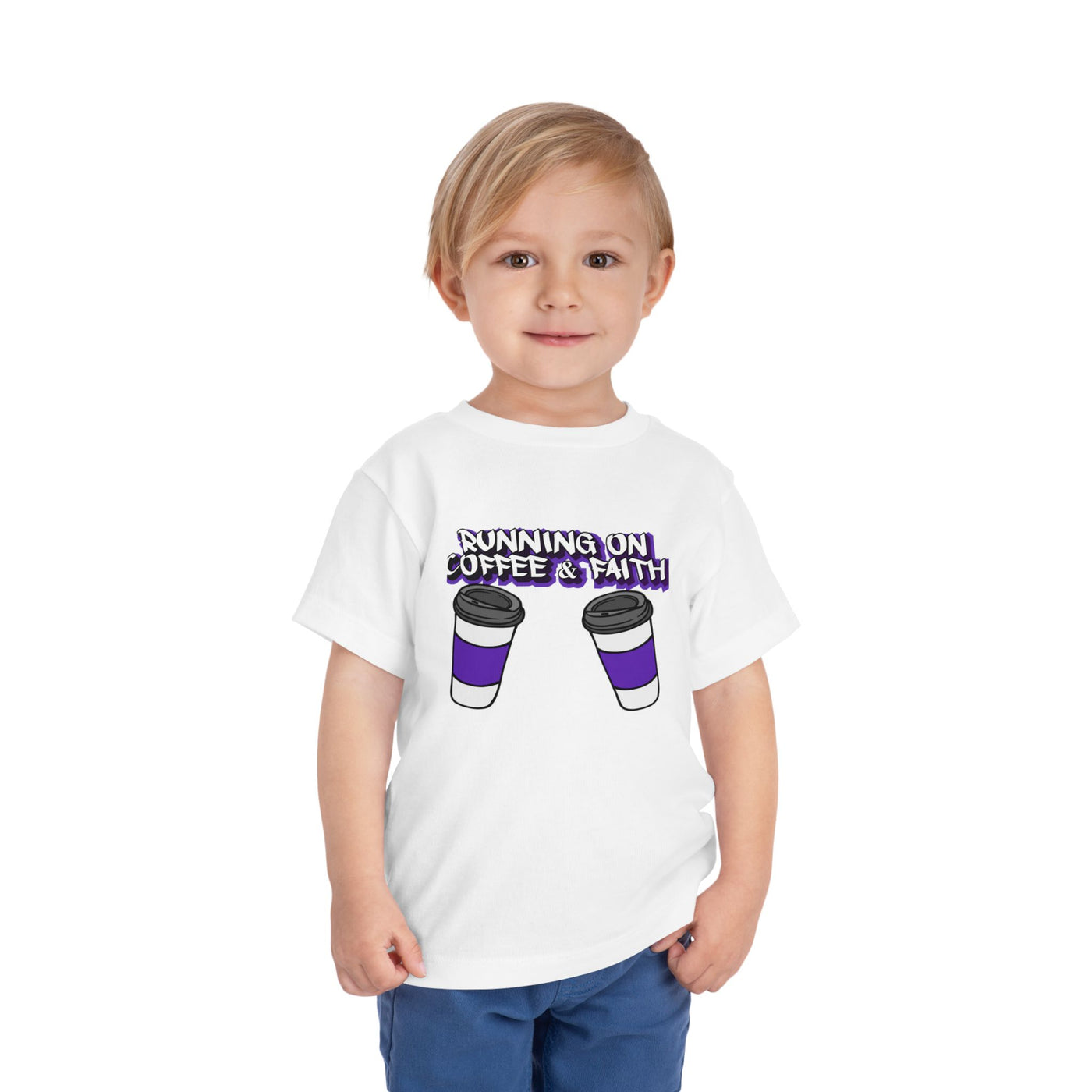 Toddler Short Sleeve Tee - Running on Coffee & Faith Design