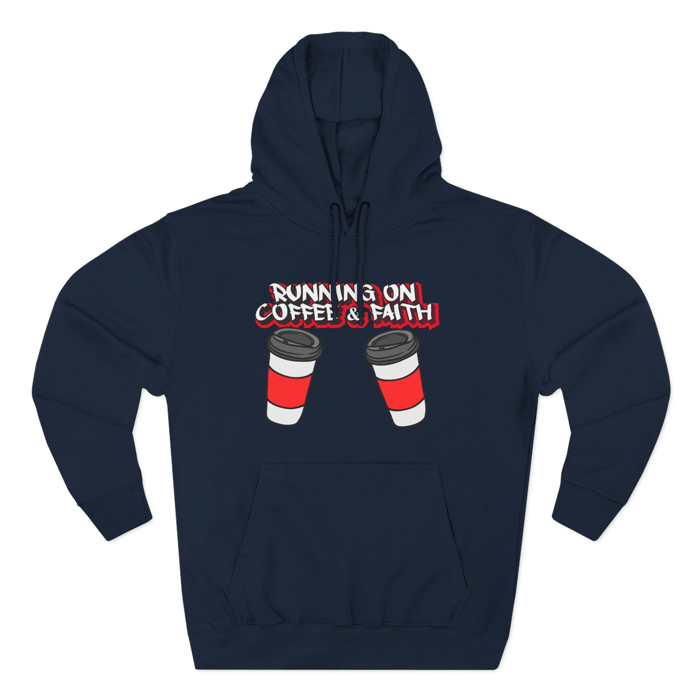 Running on Coffee & Faith Fleece Hoodie - Cozy Pullover for Coffee Lovers