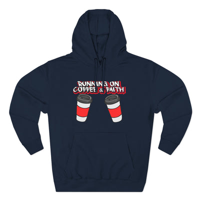 Running on Coffee & Faith Fleece Hoodie - Cozy Pullover for Coffee Lovers