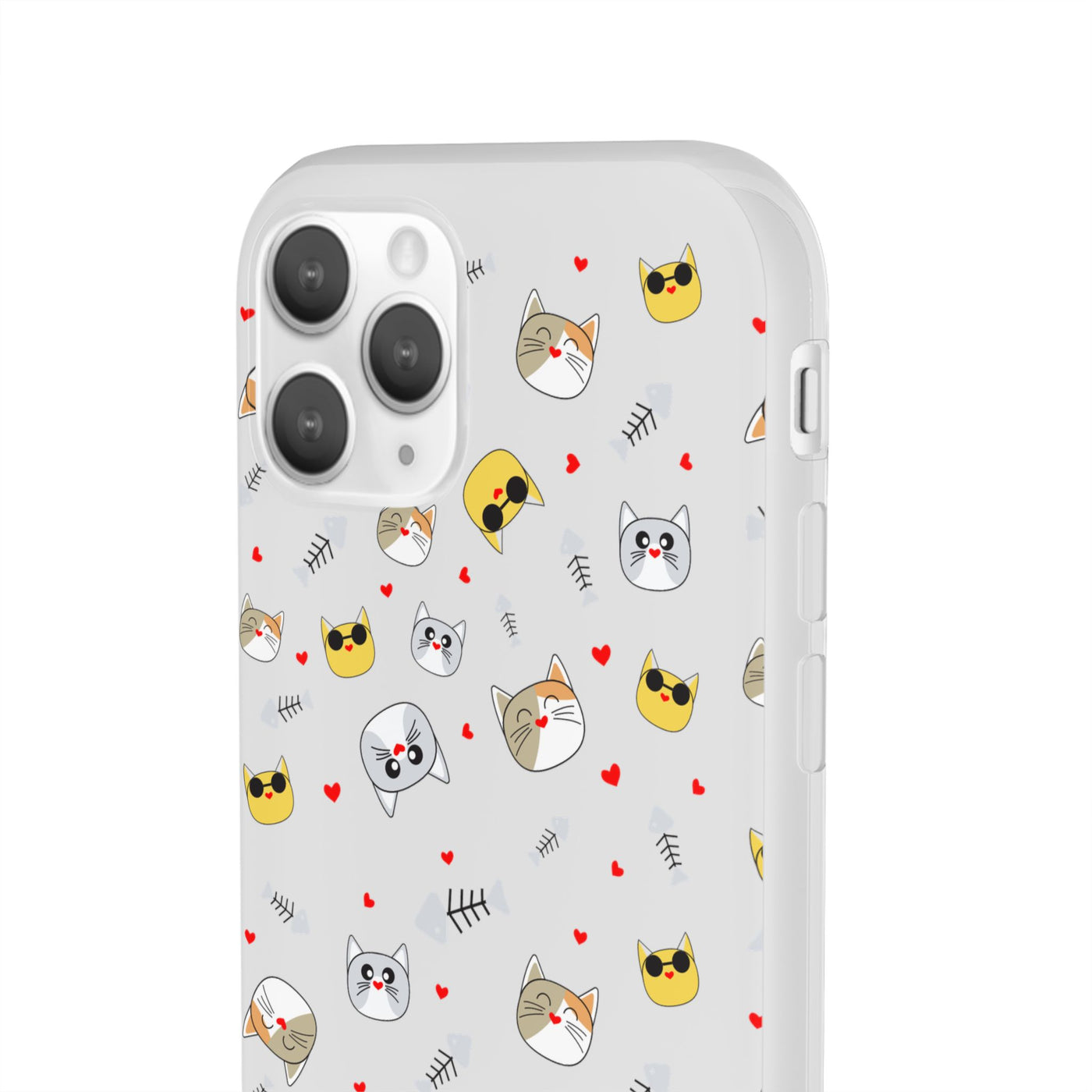 Cute Cat Flexi Phone Case - Adorable Kittens with Hearts and Sunglasses