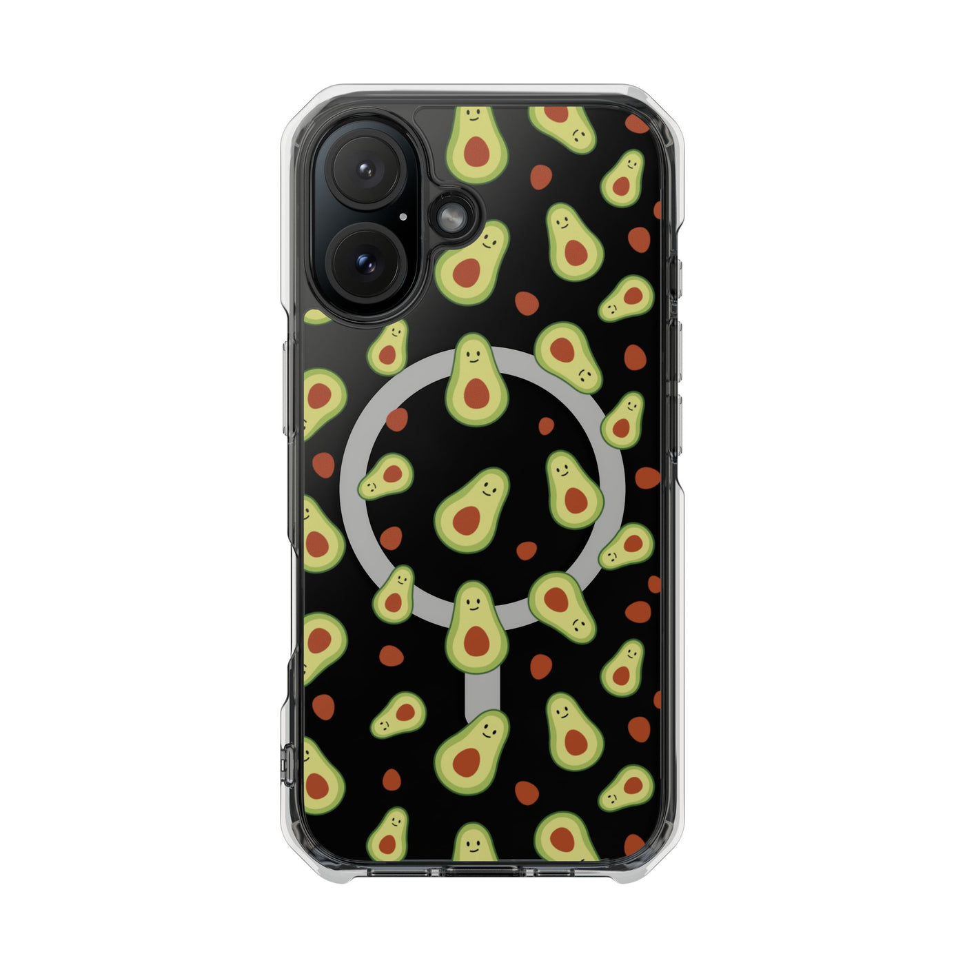Playful Avocado Magnetic Clear Phone Case - Fun & Quirky Design