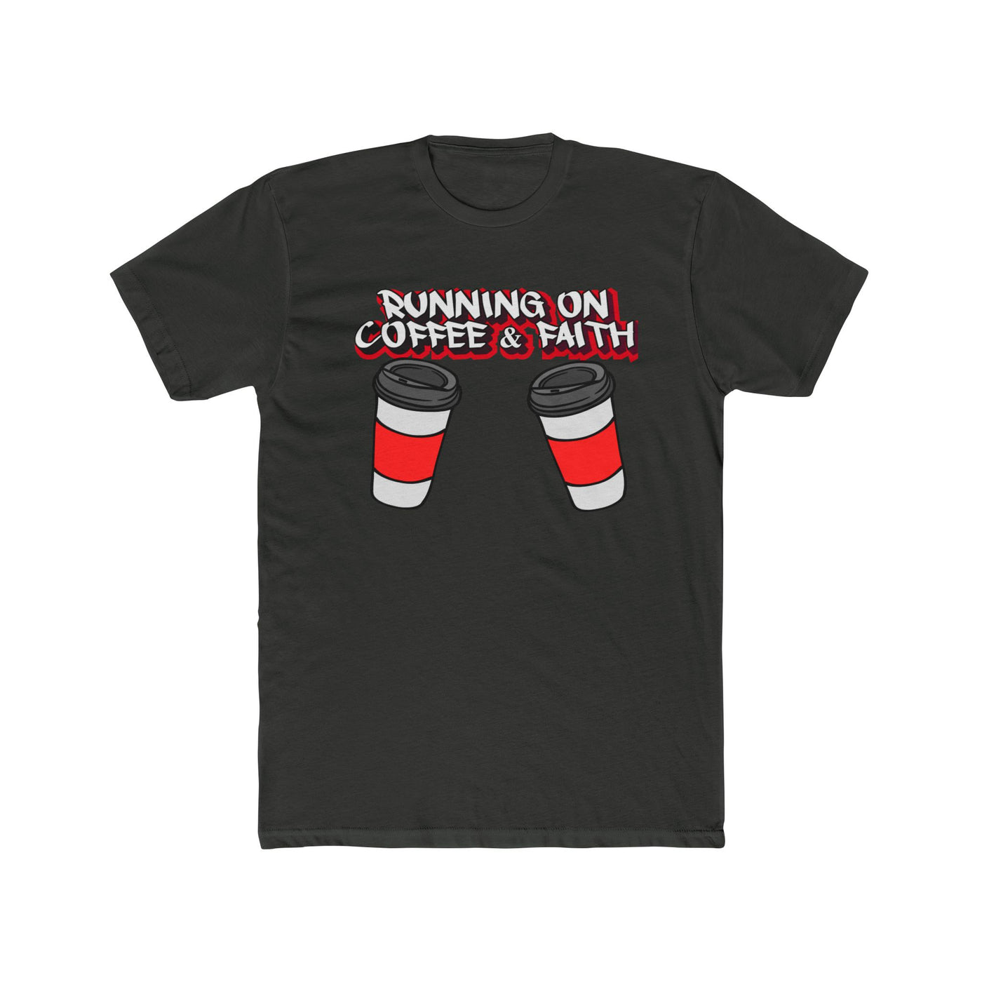 Running on Coffee & Faith Unisex Cotton Crew Tee - Perfect for Coffee Lovers