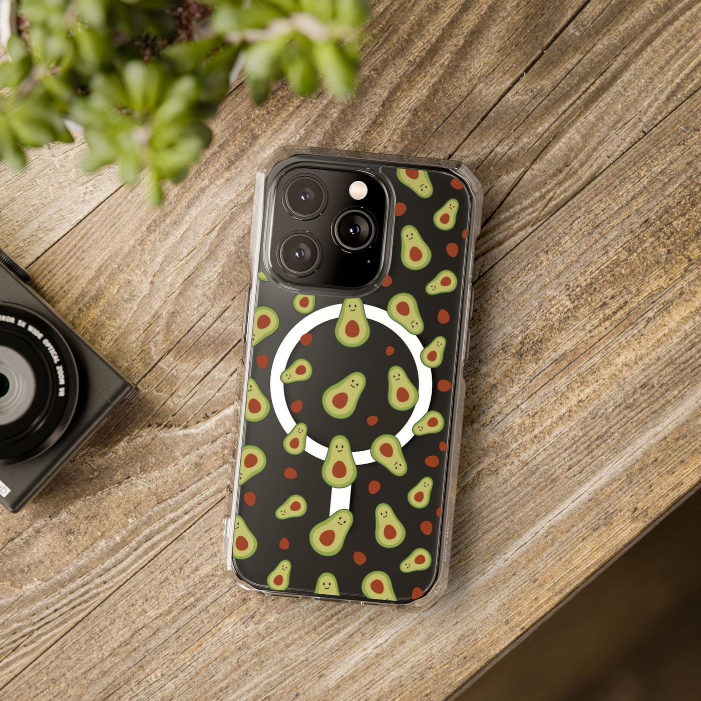 Playful Avocado Magnetic Clear Phone Case - Fun & Quirky Design