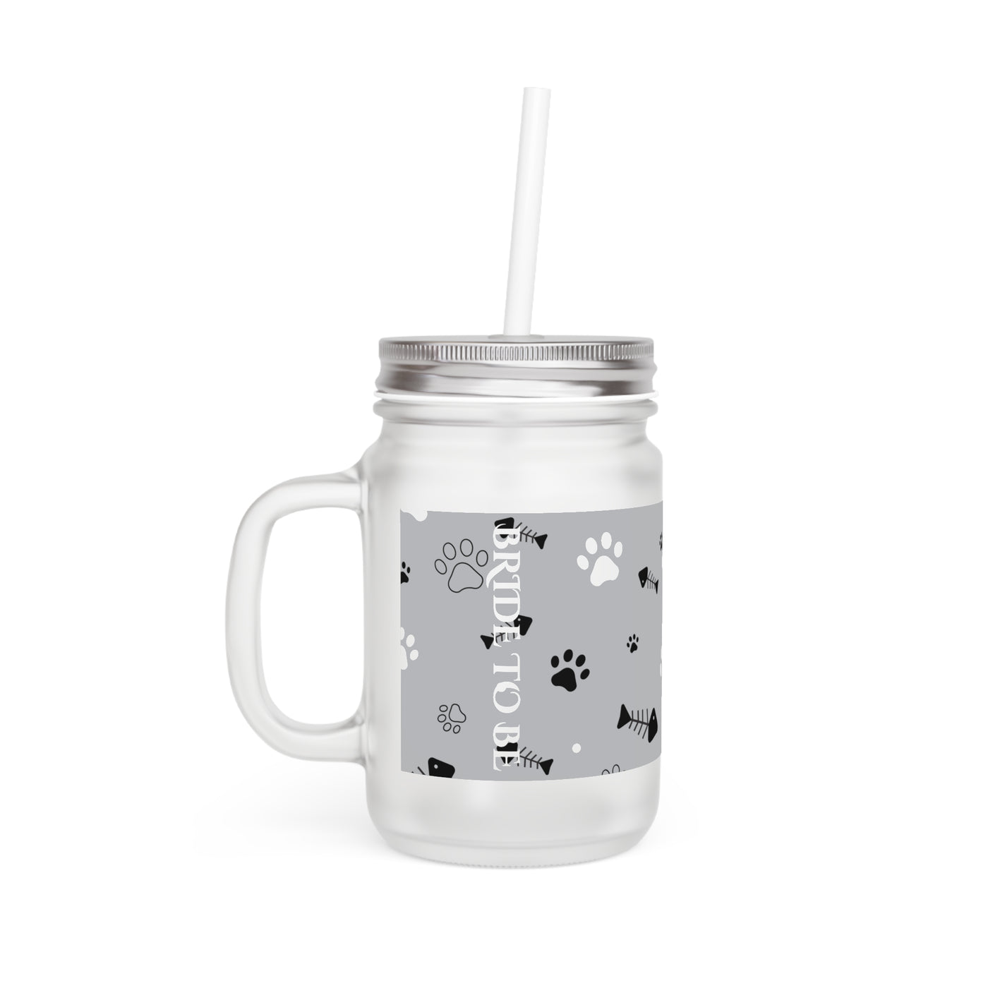 Pet-Themed Mason Jar with Straw - Perfect for Dog Lovers & Bridal Parties
