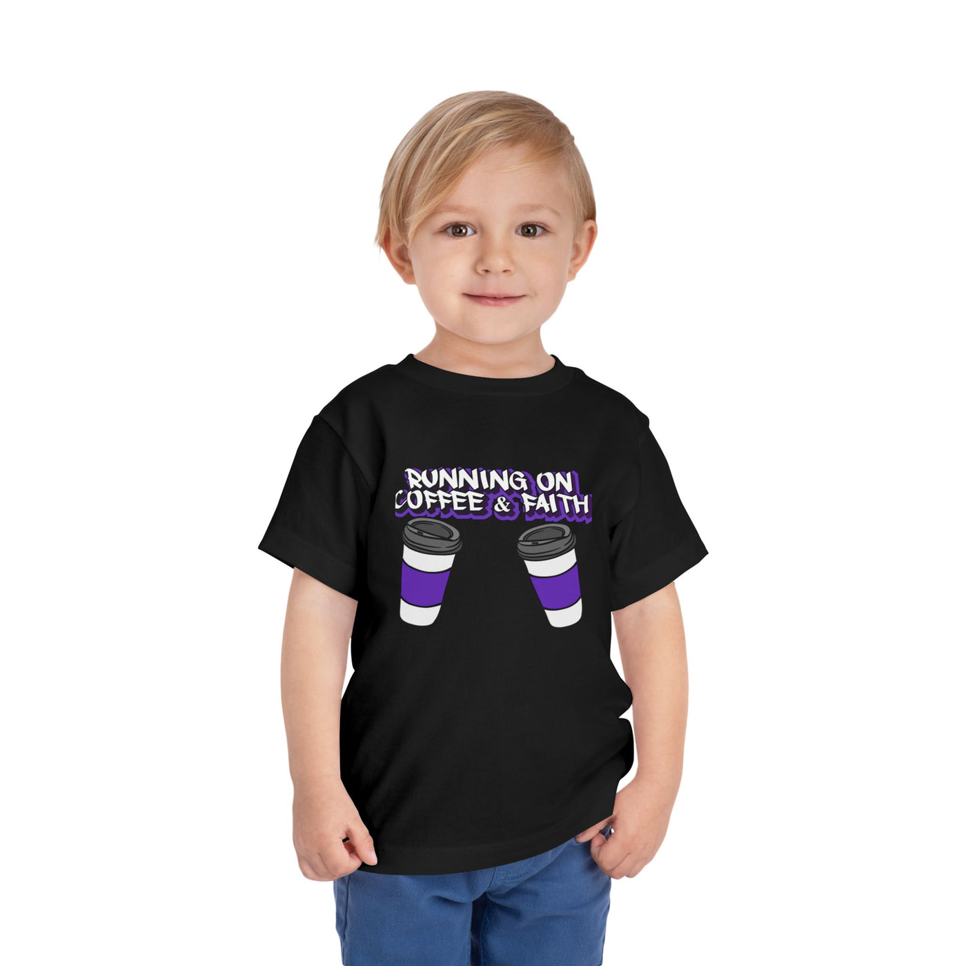 Toddler Short Sleeve Tee - Running on Coffee & Faith Design