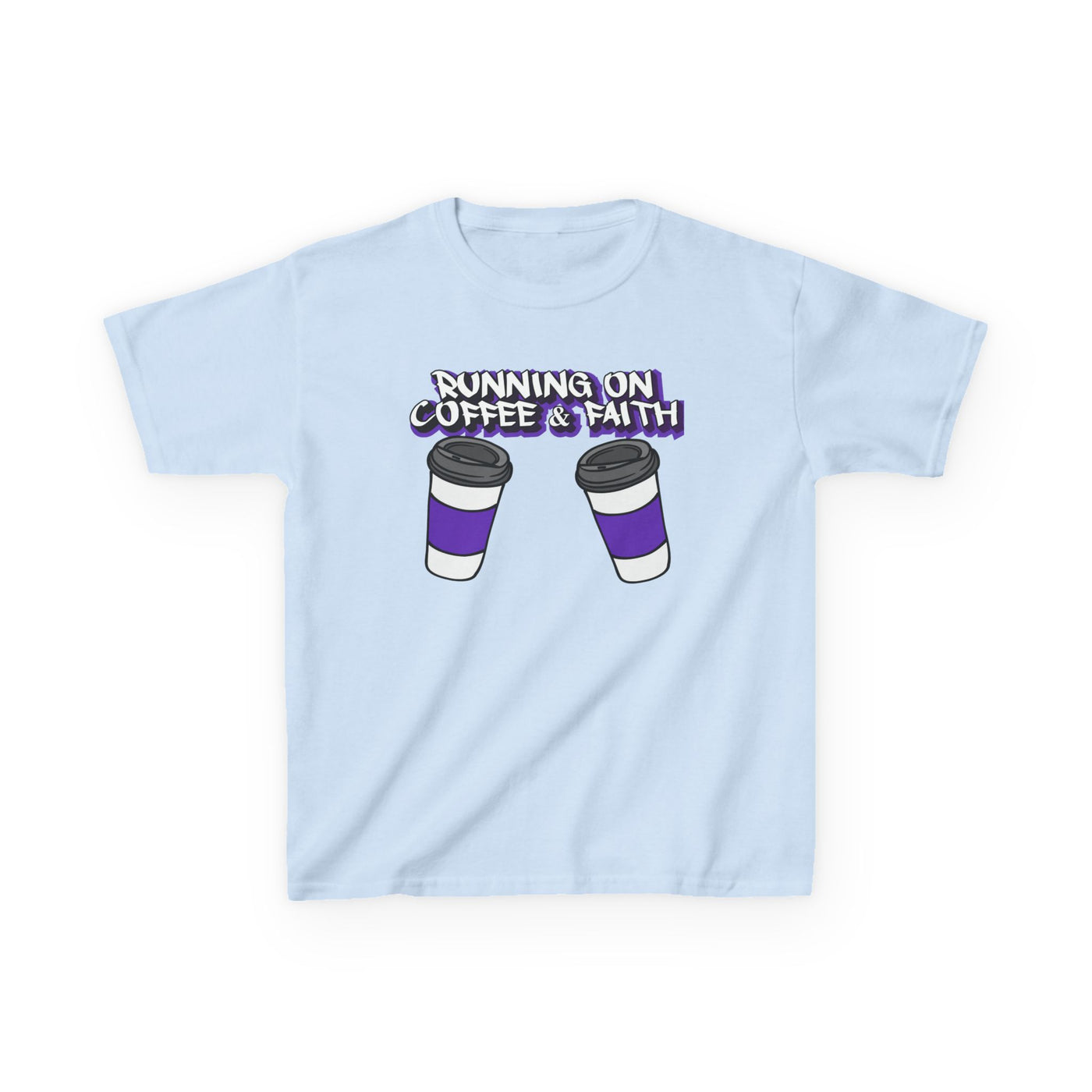 Kids 'Running on Coffee & Faith' Tee - Fun Cotton Shirt for Future Leaders