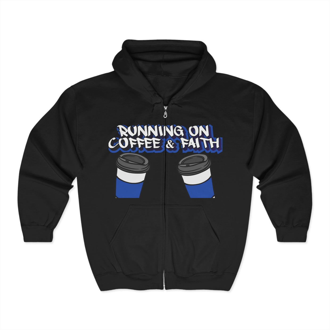 Running on Coffee & Faith Hoodie - Unisex Heavy Blend Full Zip Sweatshirt