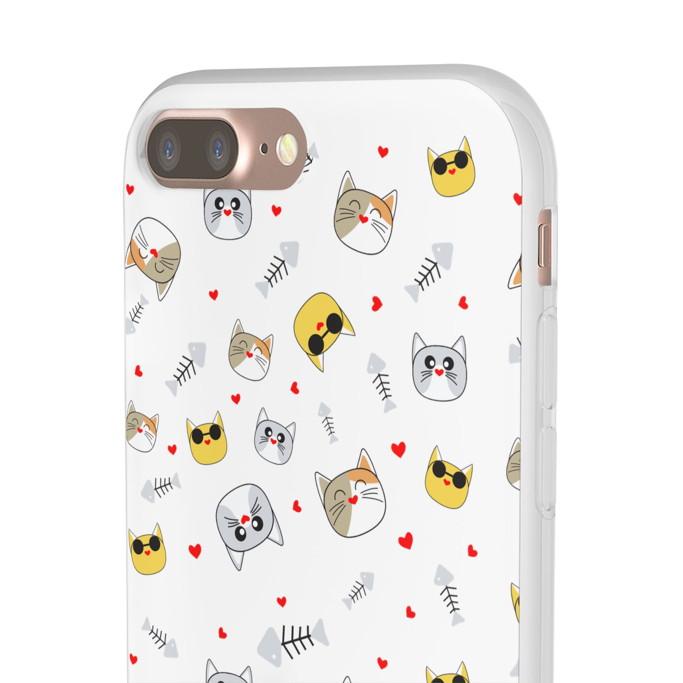 Cute Cat Flexi Phone Case - Adorable Kittens with Hearts and Sunglasses