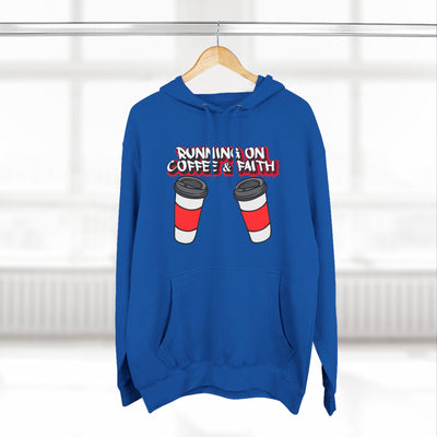 Running on Coffee & Faith Fleece Hoodie - Cozy Pullover for Coffee Lovers