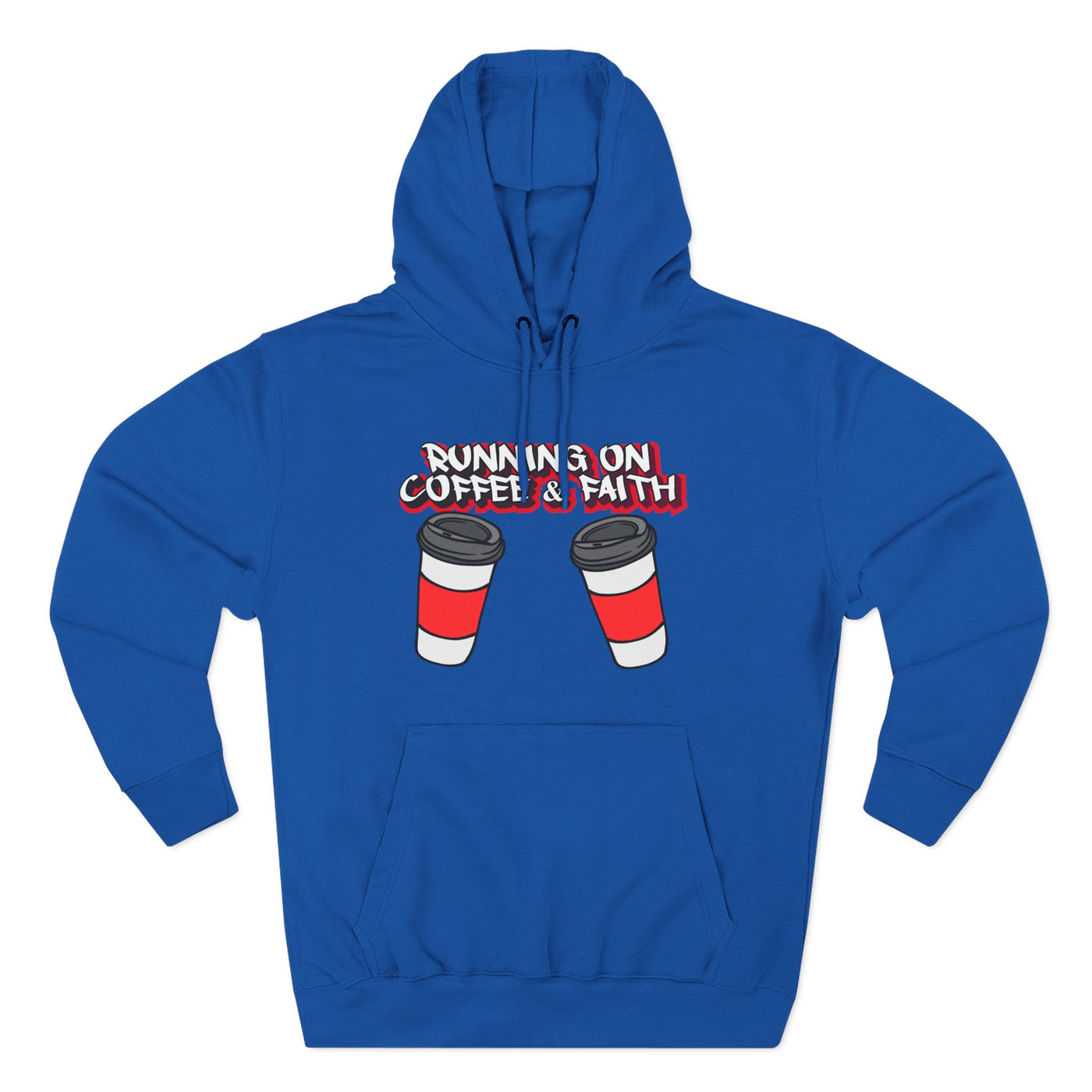 Running on Coffee & Faith Fleece Hoodie - Cozy Pullover for Coffee Lovers